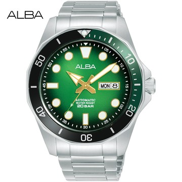 ALBA 雅柏 潛水風格200米防水機械錶/黑X綠/43mm (Y676-X063G/AL4537X1)