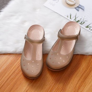 2024洞洞鞋女瑪麗珍涼鞋軟底防滑夏季孕婦拖鞋沙灘厚底海邊果凍鞋
