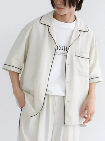 光澤感滾邊人造絲短袖襯衫(PA42M0A0200) - CRAFT STANDARD BOUTIQUE