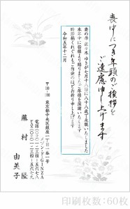 全96柄 2024年度版 喪中はがき印刷 普通郵便はがき「胡蝶蘭」 60枚 特選デザイン 62002_60