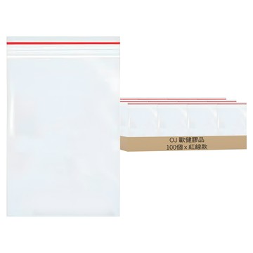 10-TEN 歐健 PE夾鏈袋 透明紅線款  28 x 40cm  100個  1組