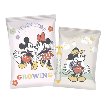 收納王妃 迪士尼 真空壓縮袋組 經典米奇  大號(70 x 100cm) + 中號(60 x 80cm) + 抽氣筒(直徑3.5 x 高25.5cm)  1組