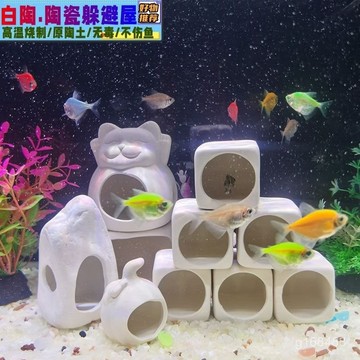 🔥臺灣出貨🔥躲避小魚屋躲避洞小方陶罐屋造景鸚鵡魚躲避迷你方形蝦屋窩繁殖罐