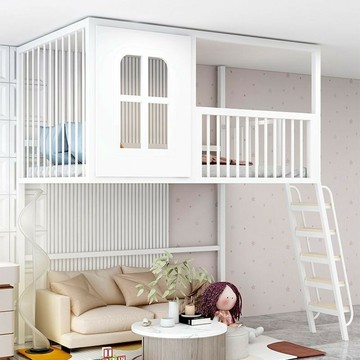 免運公司貨 樹屋床 兒童床 儿童床 半高床 上床 下空高架床 loft阁楼书桌一体带衣柜城堡树屋床 可開發票 全館五折 工廠現貨直銷 新品特價 z11012