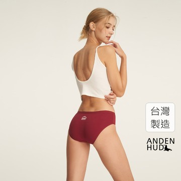 【Anden Hud】抗菌系列．緊帶中腰三角內褲(海鹽紅-幸運7) 純棉台灣製
