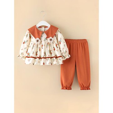 女童衣服褲子分體兩件套裝春秋款洋氣嬰兒純棉公主外出女寶寶童裝