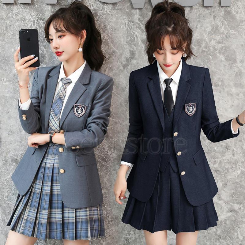 ベスト ミニスカート 上下2点セット ELLE 夏物 女子 学生服 中学 高校 紺 制服 中古 ランクB NA9731 - その他