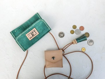 不撞包草綠色三加一植鞣革全真皮多功能手拿包