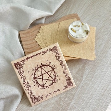 🔮 許願紙 羊皮便條紙 靈性許願專用 適用許願蠟燭 草藥蠟燭 金箔靈氣蠟燭 許願咒語紙 7.6×7.6cm 12張入