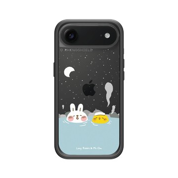 iPhone Air Mod NX -邊框背蓋組合 (相機按鈕) 黑 - 懶散兔與啾先生 Lazy Rabbit and Mr.Chu - 泡溫泉