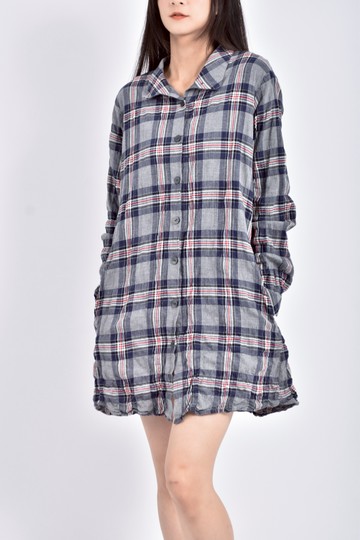 (L) diffa格紋灰色長袖上衣