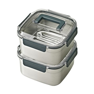 Glasslock Cheftopf 手提型不銹鋼保鮮盒  3.8L 容器2個 + 蓋子2個  1組