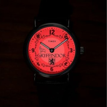 TIMEX 天美時 Weekender x 哈利波特 葛萊分多學院 38毫米 紅色背光 皮錶帶腕錶(米x棕 TXTW2Y76300)