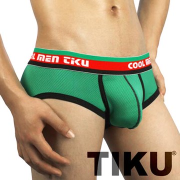 男內褲 透氣交織棉寬版三角男內褲 - 綠 TIKU 梯酷