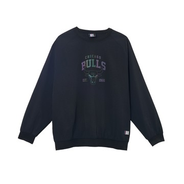 【NBA】中性寬版變色龍T_CHI 長袖上衣 男女 黑色-3455149120