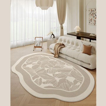 復古花藝不規則圓絨地毯