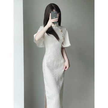 提花旗袍2026年夏季新款新中式年輕款少女高端氣質連衣裙改良禮服