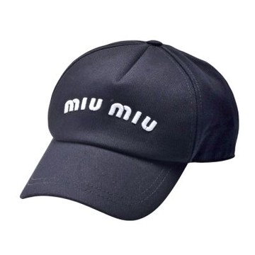 MIU MIU 經典品牌LOGO刺繡棒球帽(黑色)