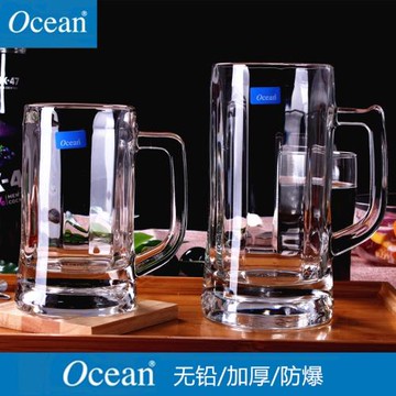 Ocean泰國進口玻璃杯透明慕尼黑帶把大號扎啤啤酒杯泡茶杯開水杯