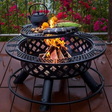 戶外烤火爐圍爐煮茶燒烤爐庭院冬天木柴炭火取暖小火盆鐵藝篝火爐