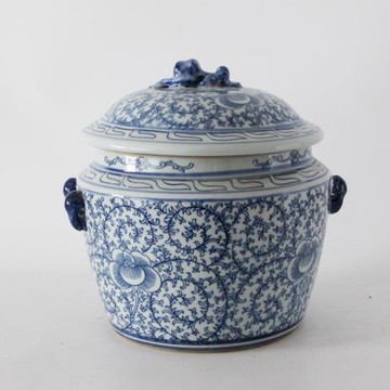 青花瓷器茶葉罐陶瓷花瓶客廳仿古花瓶喜字蓋罐瓷器中式花器擺件