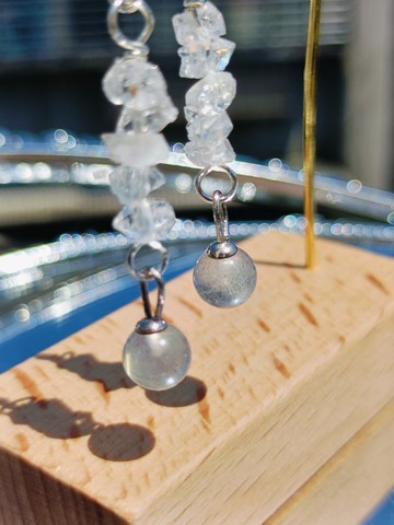 簡約高級款無限能量水晶耳環閃靈鑽拉長石