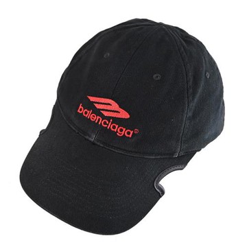BALENCIAGA 巴黎世家 697749 3B SPORTS 電繡LOGO棉質棒球帽.黑
