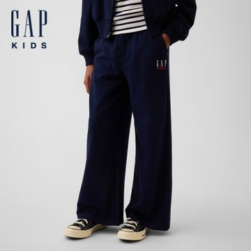 【GAP】兒童VintageSoft毛圈布闊腿運動褲-海軍藍(907409)