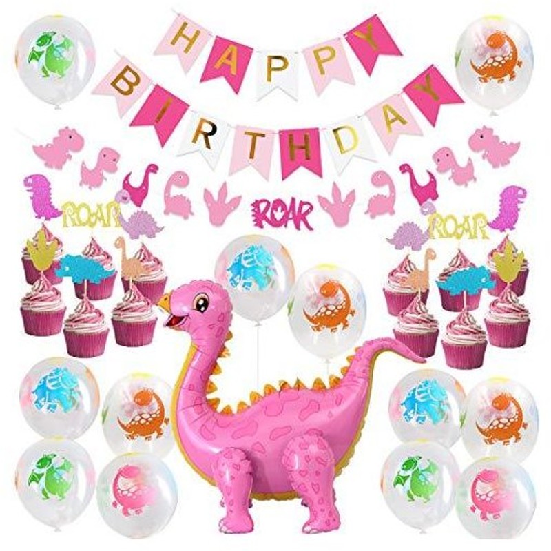 女の子用 恐竜 パーティーデコレーション ピンク 恐竜 立っているバルーン カップケーキトッパー ガーランド 通販 Lineポイント最大0 5 Get Lineショッピング