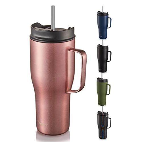 ステンレススチール CIVAGO Insulated Travel Coffee Mug with Handle, Stainless Steel C