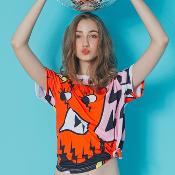 給我惦電印花上衣 /粉紅