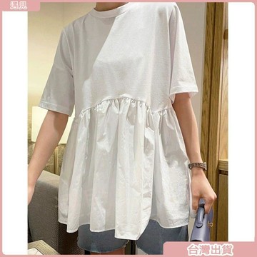 限時特價💕韓系氣質娃娃T恤衫短袖女2026夏季新款拼接寬鬆顯瘦蓬蓬白色上衣