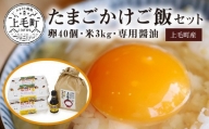 上毛町産の「たまごかけご飯セット」(卵40個・米3kg・専用醤油)　C01101