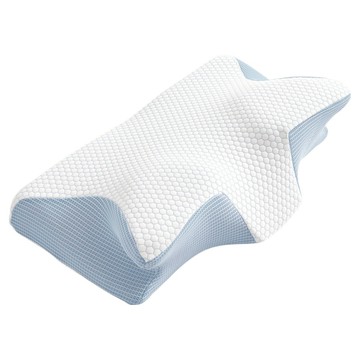 寢室安居 超涼感COOL釋壓肩頸記憶枕/蝶形枕/人體工學枕  藍色/白色  62 x 38 x 12cm