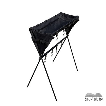 【好玩旅物】雙層_鋁合金露營折疊三角掛架｜附12入活動掛勾 輕量野營吊掛架 戶外置物架 摺疊收納架 附收納袋