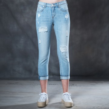 5th STREET｜女裝｜割破補丁男友褲｜漂淺藍