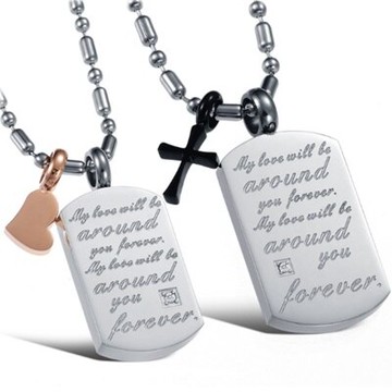 鈦鋼項鍊 情侶對鍊(一對)-時尚永恆真愛誓言生日情人節禮物男女飾品2色73cl73【獨家進口】【米蘭精品】