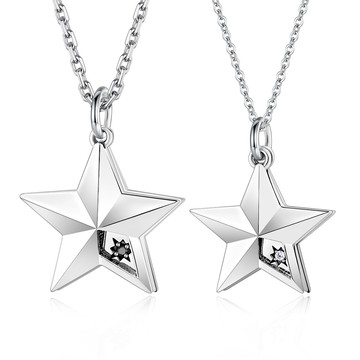 純銀項鍊｜情侶對鍊．星星造型．單個價格｜客製刻字