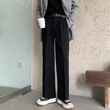 墜感寬松西裝褲男直筒長褲日系ins痞帥顯瘦拖地褲休閑垂感闊腿褲