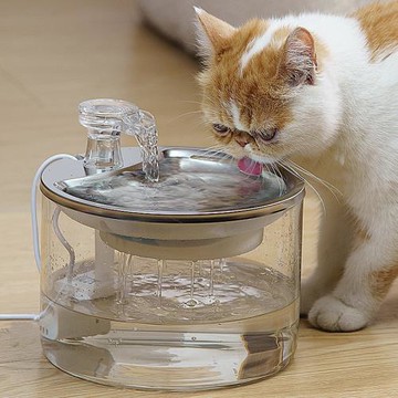 玻璃貓狗大容量2L喝水盆多貓循環自動過濾噴泉寵物智能飲水機
