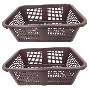 KEYWAY 聯府 得力深型籃 LU223-10  大(505 x 362 x 182mm)  咖啡  2個