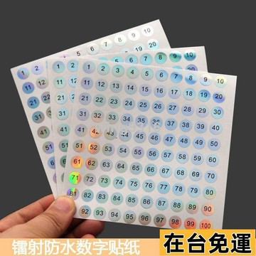 🌱在台出貨🌱 美甲甲油膠數字貼號碼貼編號鐳射橢圓形順序標簽不幹膠防水1-100
