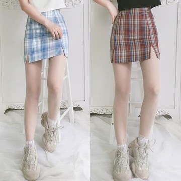 珠珠家原創春夏包臀裙韓式學院格子半身裙辣妹顯瘦百搭高腰a字裙