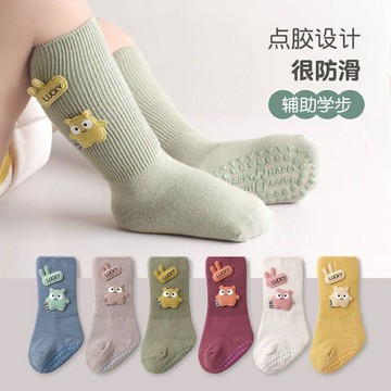🍭臺灣出貨🍭嬰兒襪子秋冬純棉卡通保暖小腿襪兒童防滑地板襪中高筒不勒腿鬆口 止滑襪 兒童止滑襪 兒童防滑襪 防滑襪\t