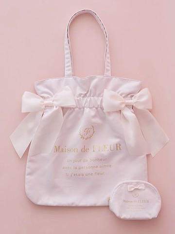 【SET ITEM】優雅雙緞帶手提袋+迷你收納包(08001893200) - Maison de FLEUR