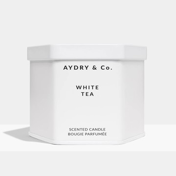 美國 AYDRY & Co. 白茶 WHITE TEA 簡約白色六角錫罐 7.5oz / 212g 香氛蠟燭