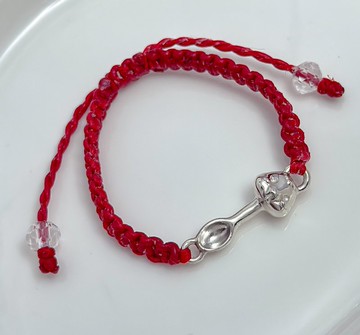 蛇寶純銀湯匙蠟繩手環  | 寶寶彌月禮 週歲禮 925純銀