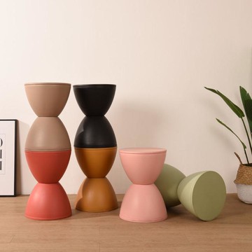 化妝椅 北歐現代簡約塑料王子凳子沙漏設計民宿家用圓凳換鞋浴室試衣矮凳【林之舍】