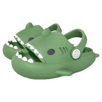 鯊魚兒童防滑厚底兩用洞洞涼拖鞋 EVA+橡膠材質  墨綠色  180mm