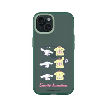 iPhone 15 Clear 憂墨綠 - 三麗鷗-布丁狗＆大耳狗綜合圖 Mix Characters - 狗狗日常